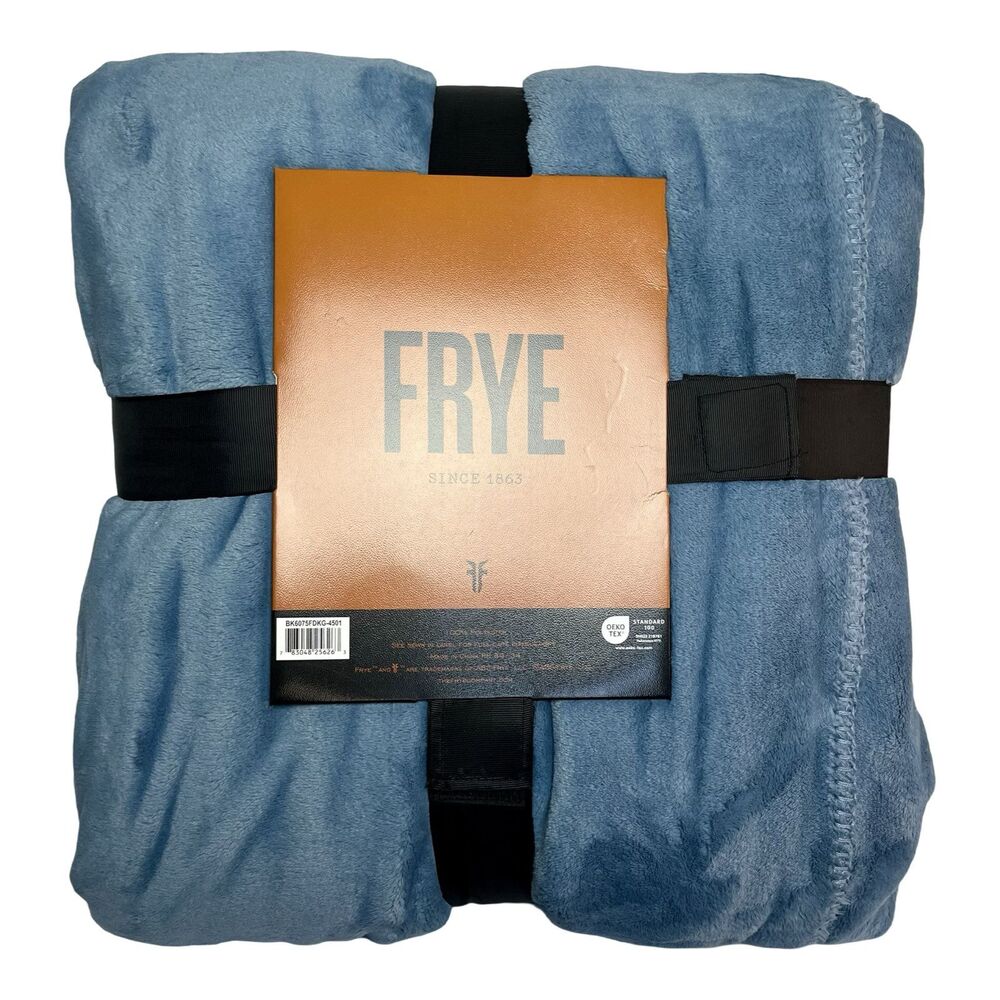 New Frye King Blanket Silky Soft Blue 108in x 90in Bedding Oversized Throw